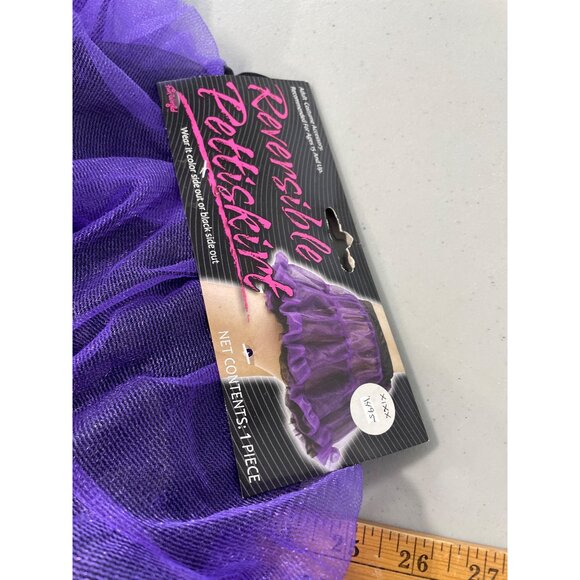 Fun World Reversible Pettiskirt One Size Purple Black Tulle Layered Skirt NEW - Picture 5 of 7